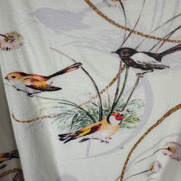 Anthropologie Maeve Top Womens XXS Birds Cropped Bubble Hem Dolman Sleeves Lined - Picture 3 of 5